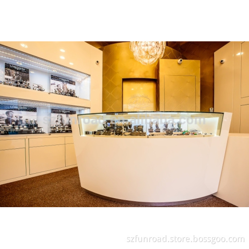 Brand watch chain store furnitures designs glass showcase for watch retail display